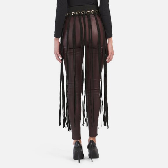 Martina Mori Black Leather Long Fringe Belt main image 3